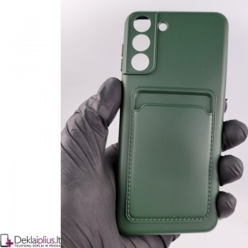 Švelnus silikoninis dėklas su kišenėle - žalias (Samsung S21 Plus)